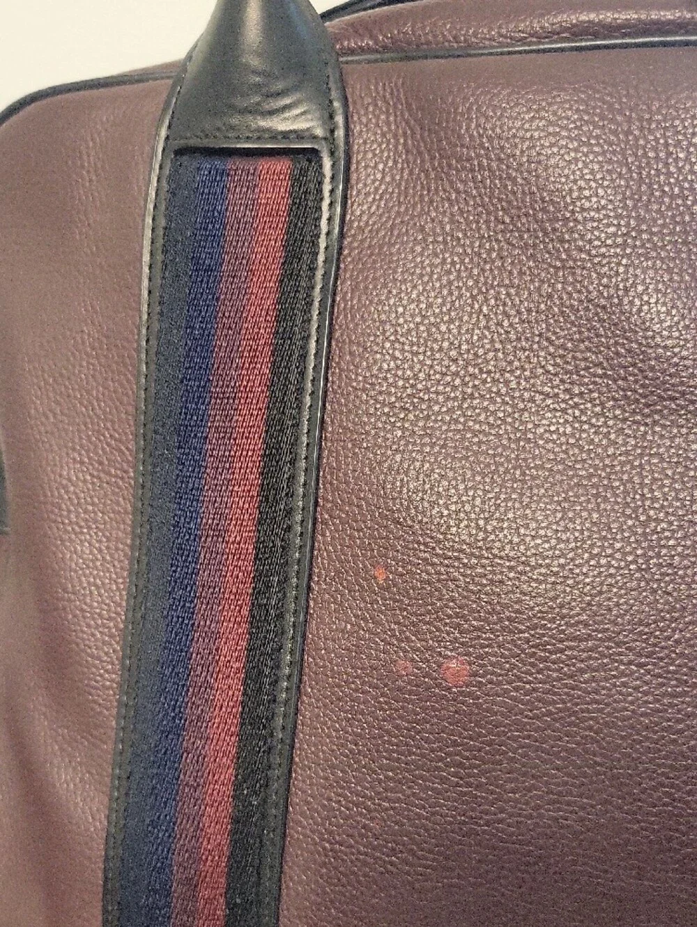 Paul Smith Men's Burgundy Leather Folio Bag with Navy Trim